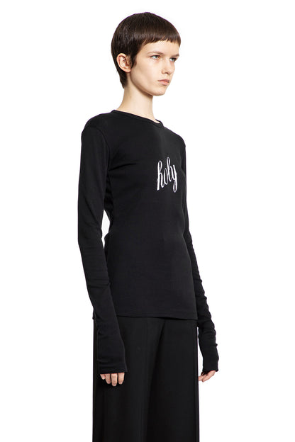 ANN DEMEULEMEESTER WOMAN BLACK T-SHIRTS & TANK TOPS