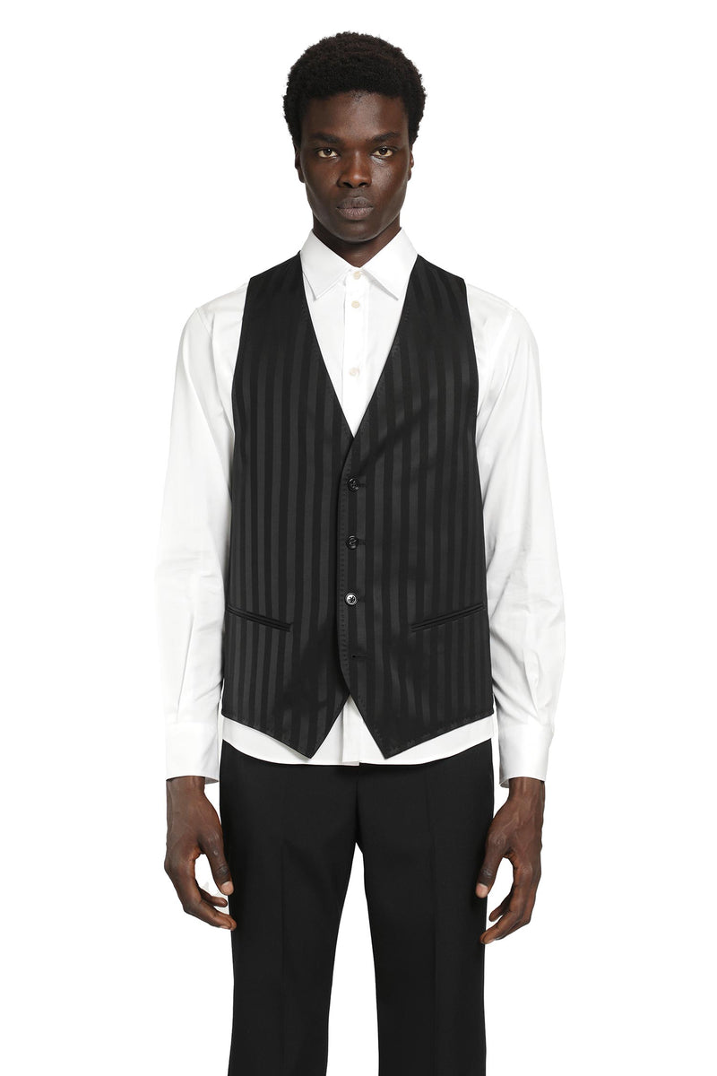 ANN DEMEULEMEESTER Juikko Striped Satin Waistcoat man