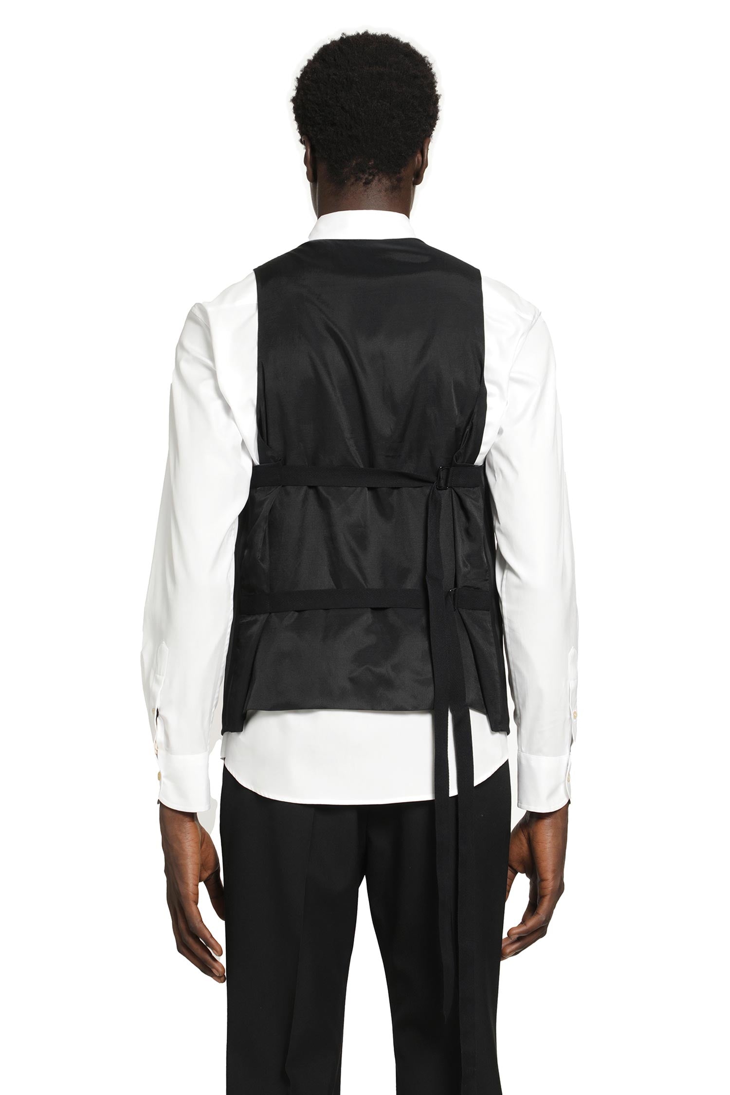 ANN DEMEULEMEESTER Juikko Striped Satin Waistcoat man