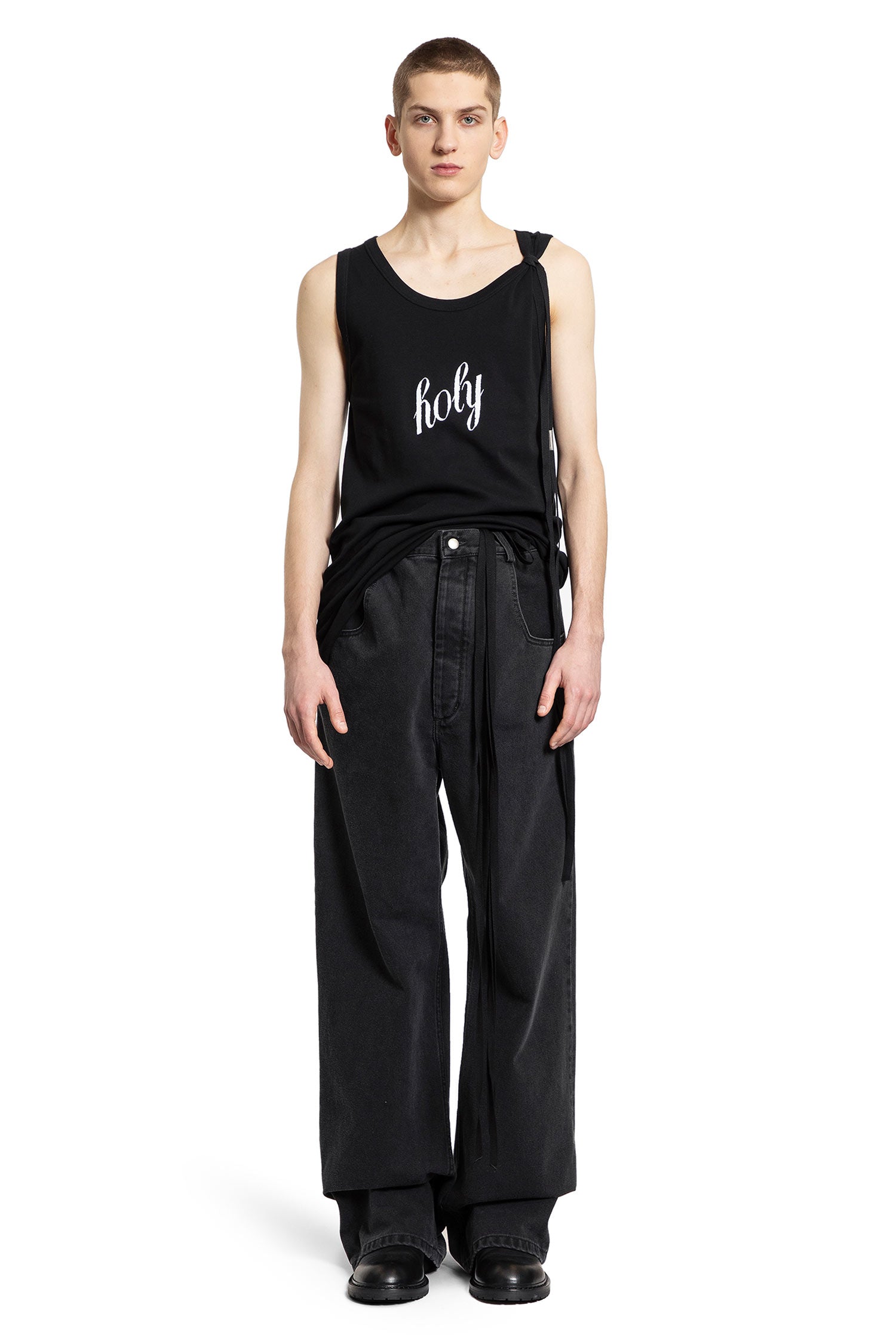 ANN DEMEULEMEESTER MAN BLACK T-SHIRTS & TANK TOPS