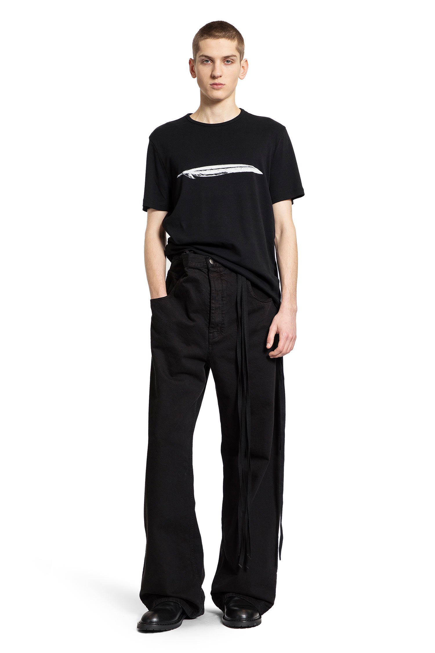 ANN DEMEULEMEESTER MAN BLACK T-SHIRTS & TANK TOPS