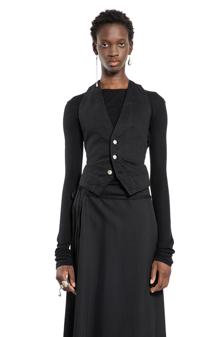 ANN DEMEULEMEESTER WOMAN BLACK VESTS