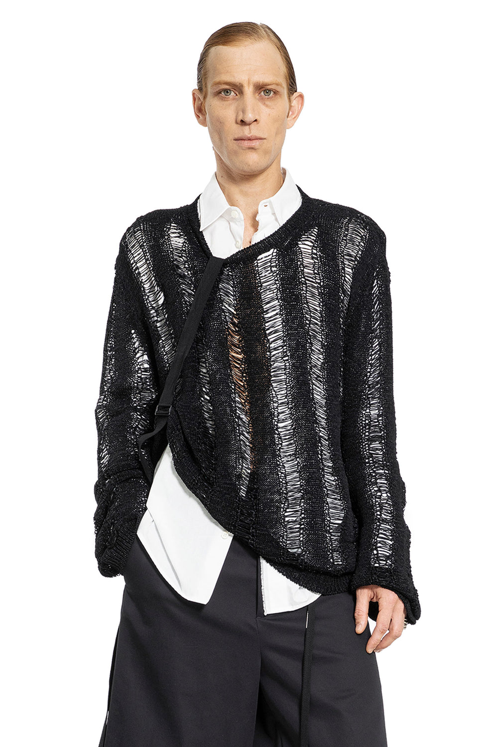 ANN DEMEULEMEESTER MAN BLACK KNITWEAR