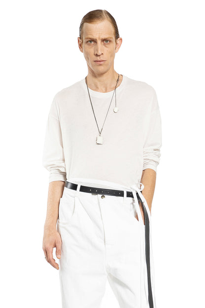 ANN DEMEULEMEESTER MAN OFF-WHITE T-SHIRTS & TANK TOPS