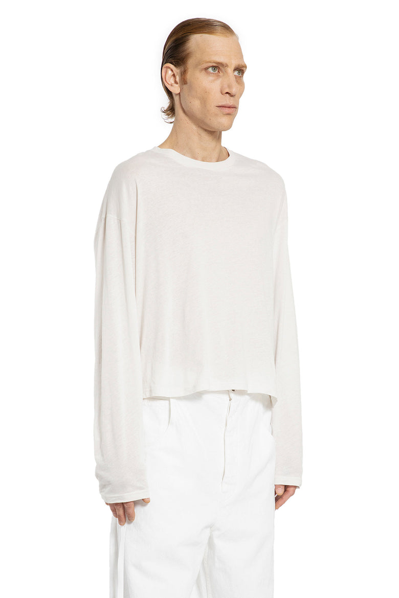 ANN DEMEULEMEESTER MAN OFF-WHITE T-SHIRTS & TANK TOPS