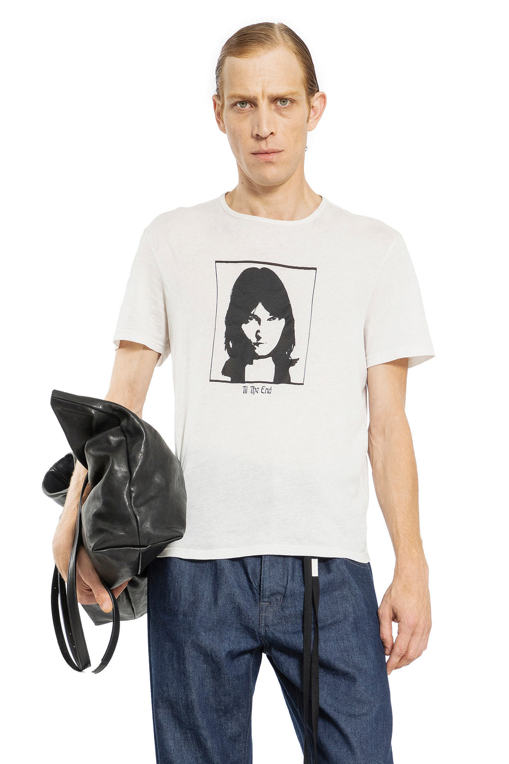 ANN DEMEULEMEESTER MAN OFF-WHITE T-SHIRTS & TANK TOPS