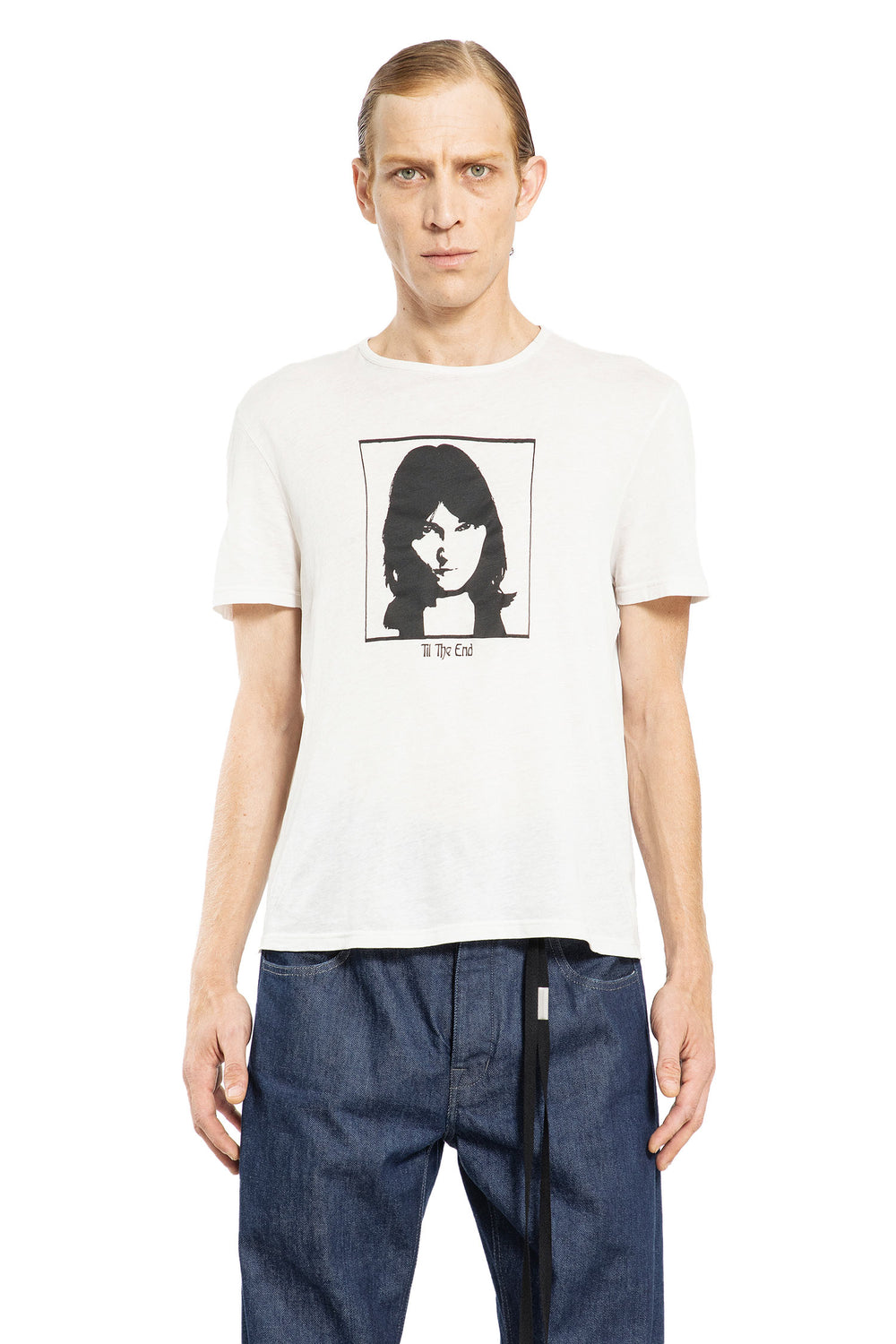 ANN DEMEULEMEESTER MAN OFF-WHITE T-SHIRTS & TANK TOPS