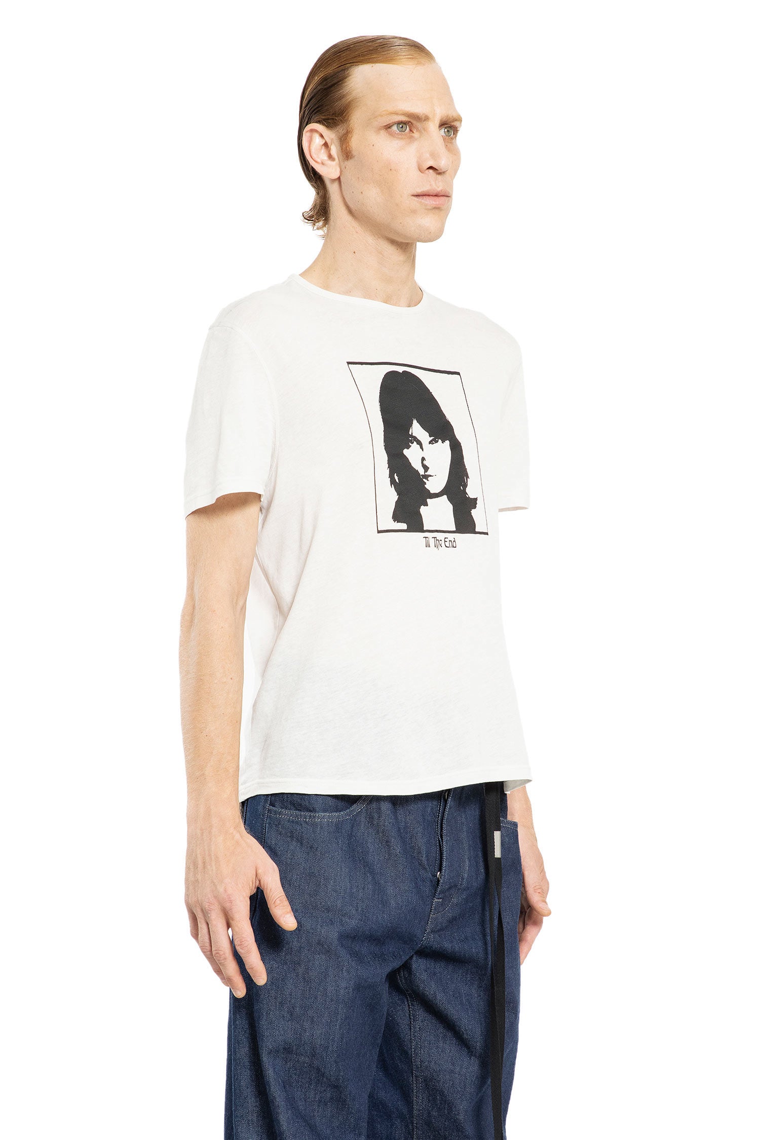 ANN DEMEULEMEESTER MAN OFF-WHITE T-SHIRTS & TANK TOPS