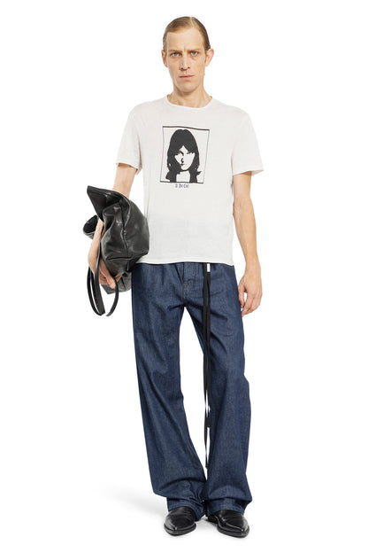 ANN DEMEULEMEESTER MAN OFF-WHITE T-SHIRTS & TANK TOPS