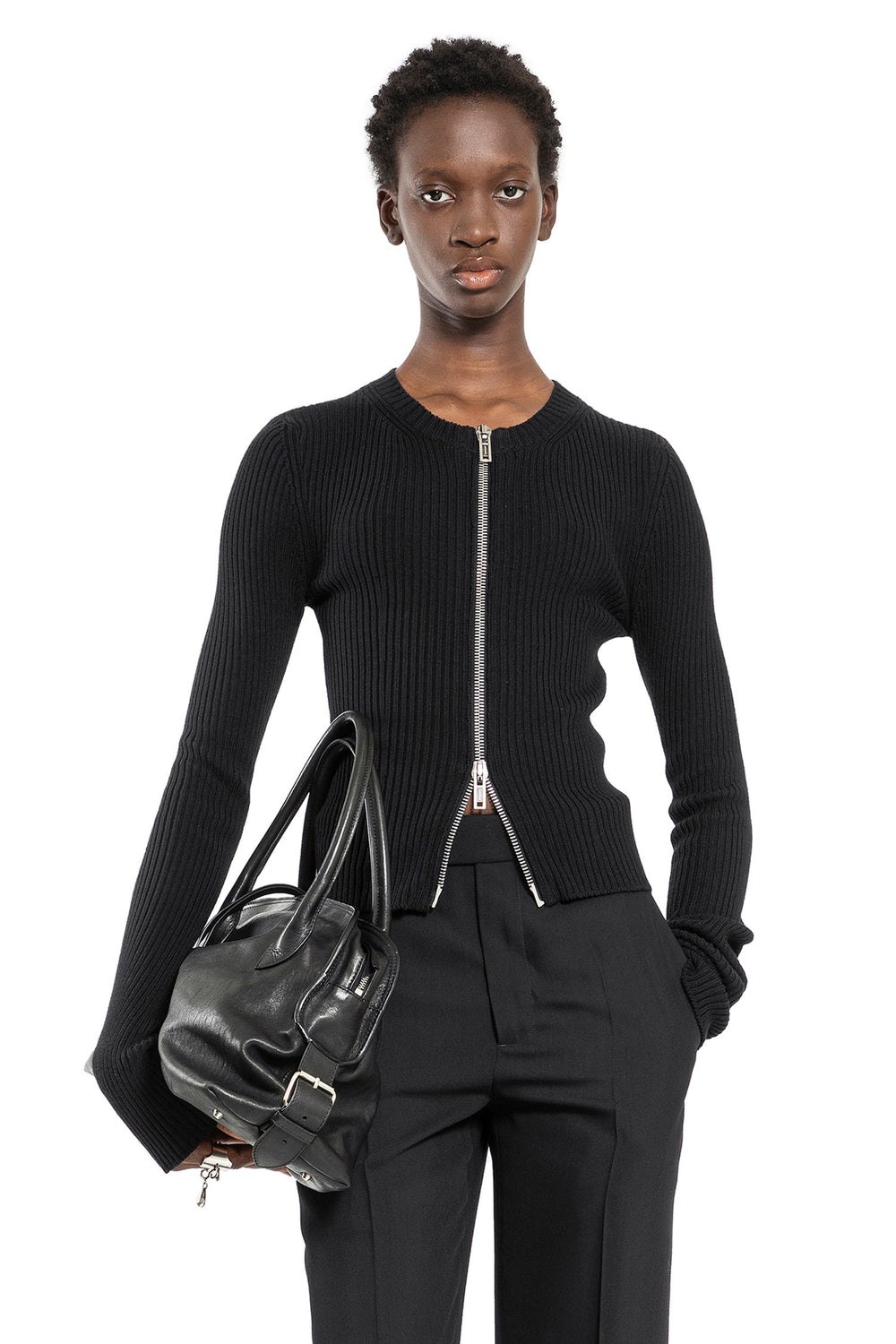 ANN DEMEULEMEESTER WOMAN BLACK KNITWEAR