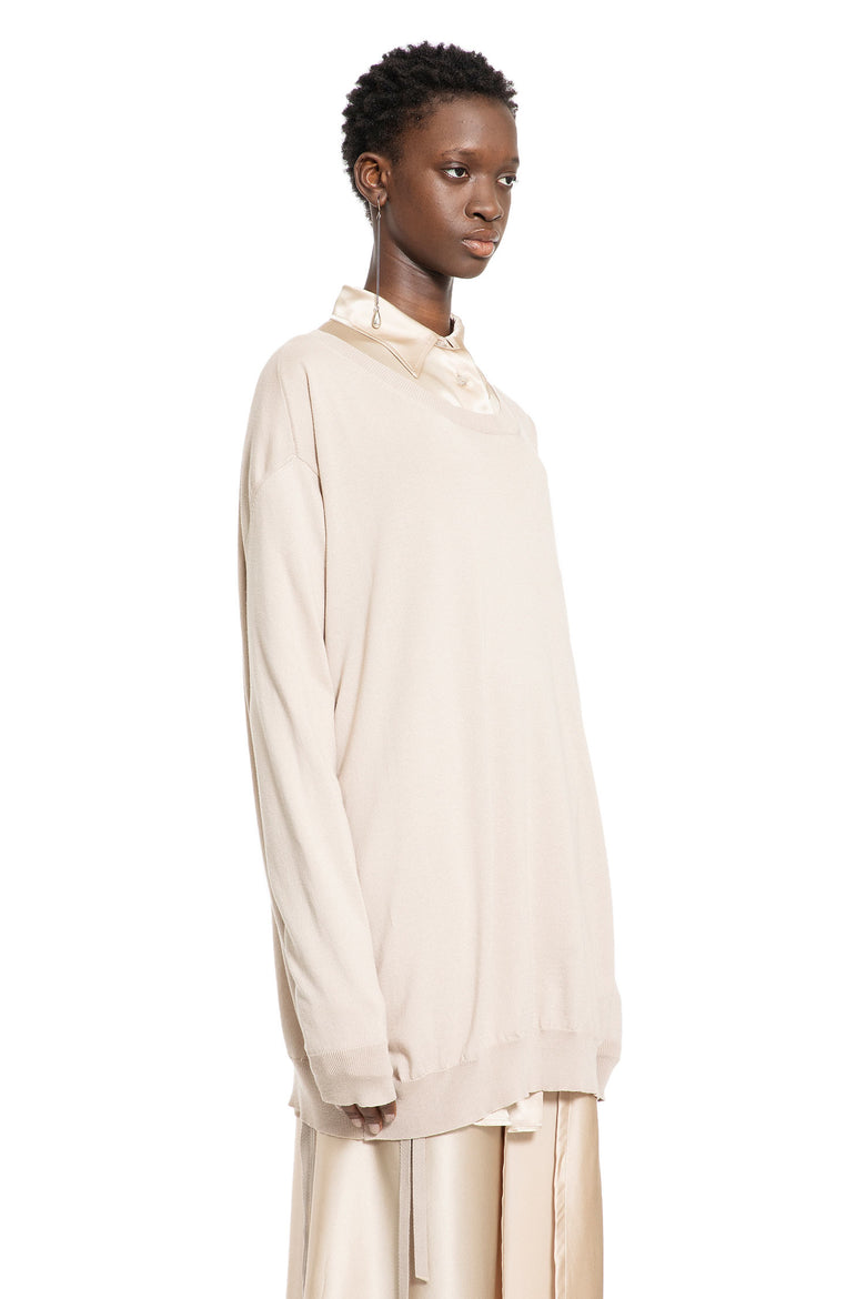 ANN DEMEULEMEESTER WOMAN BEIGE KNITWEAR