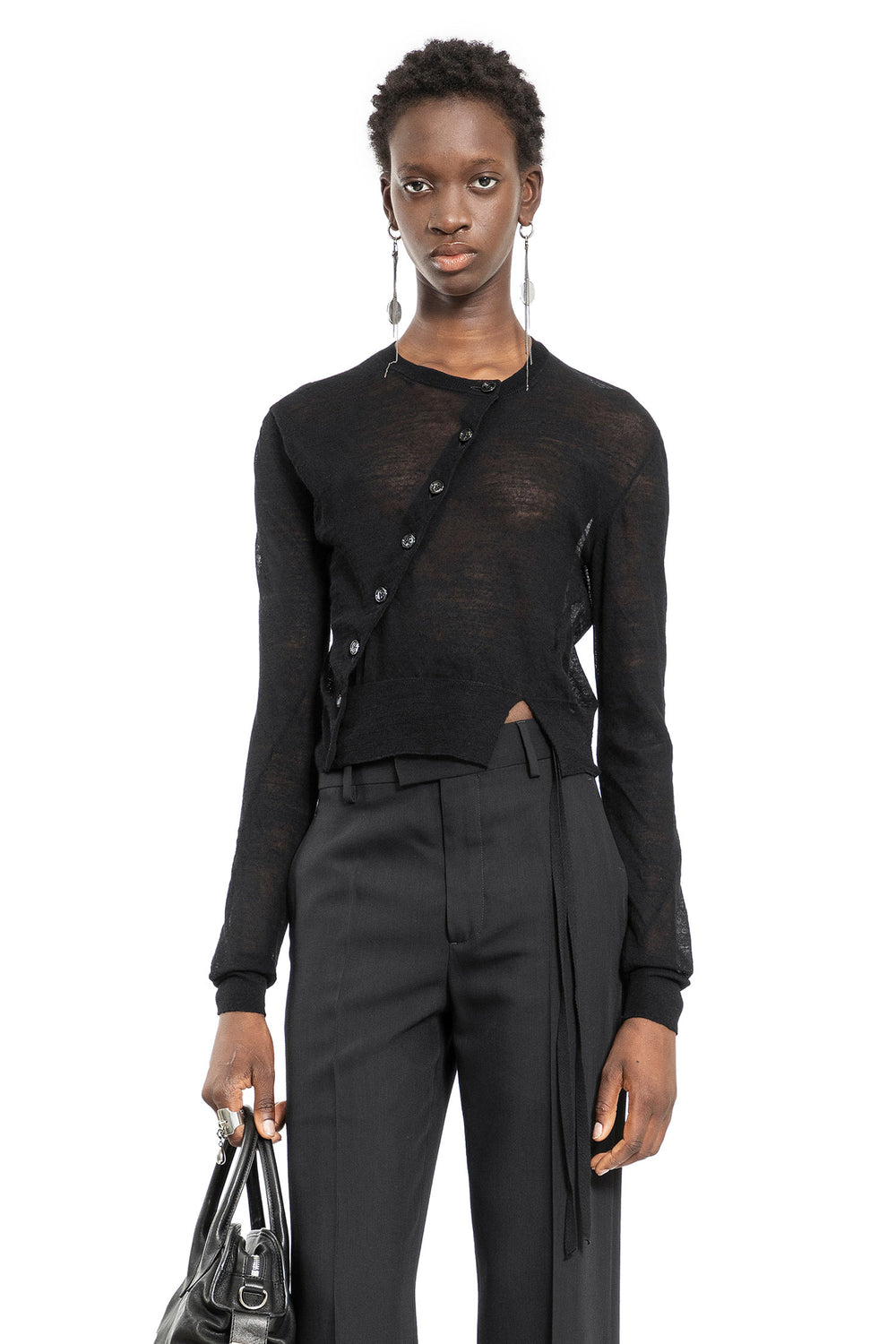 ANN DEMEULEMEESTER WOMAN BLACK KNITWEAR