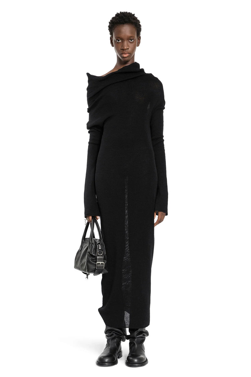 Barbro Long Dress in Ultralight Crêpe Wool Knit - Antonioli.eu