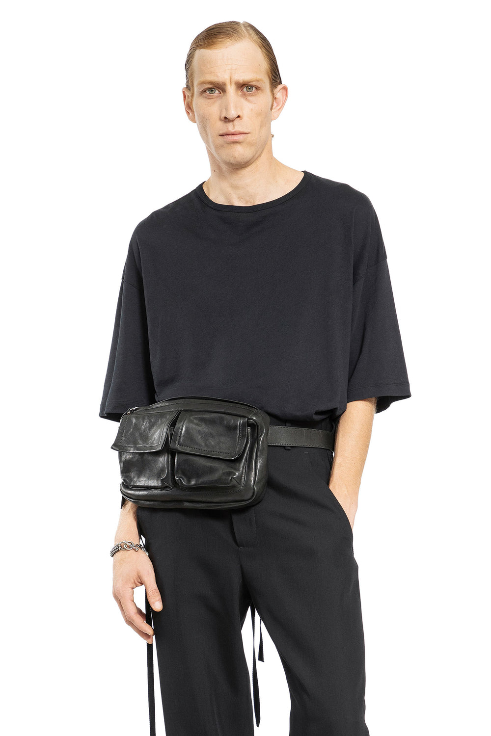 ANN DEMEULEMEESTER MAN BLACK T-SHIRTS & TANK TOPS