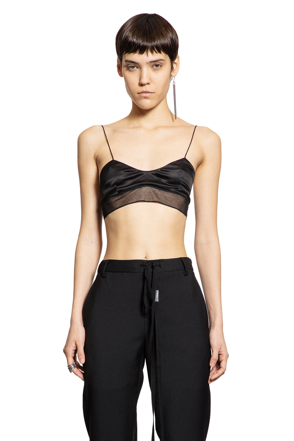 ANN DEMEULEMEESTER Abelina Bra in Washed Silk Satin and Tulle woman