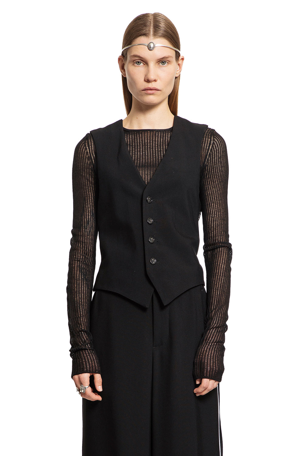 ANN DEMEULEMEESTER WOMAN BLACK VESTS