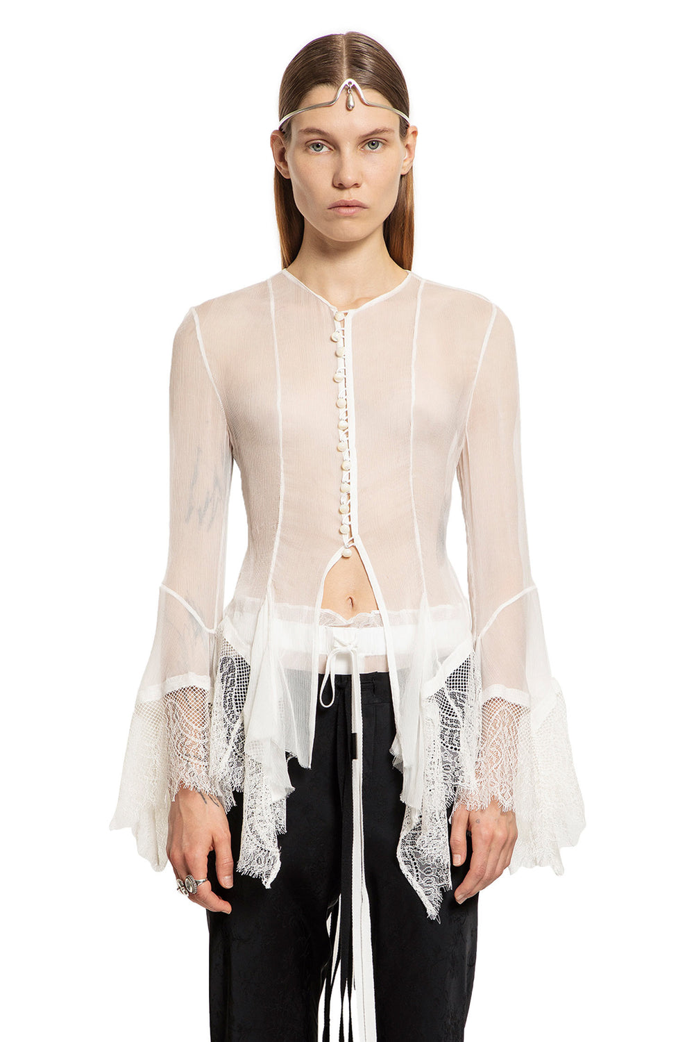 ANN DEMEULEMEESTER WOMAN OFF-WHITE SHIRTS