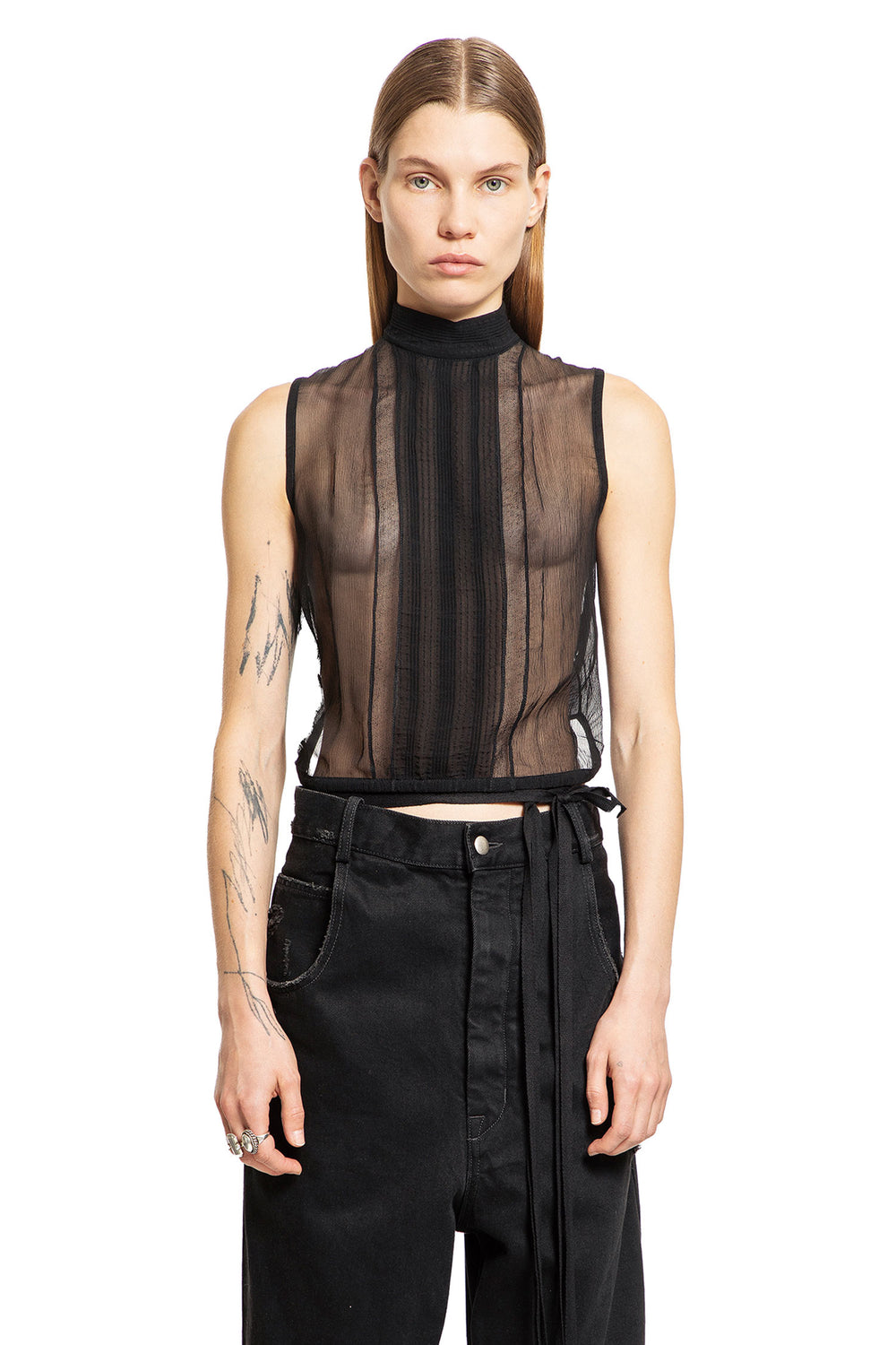 ANN DEMEULEMEESTER WOMAN BLACK TOPS