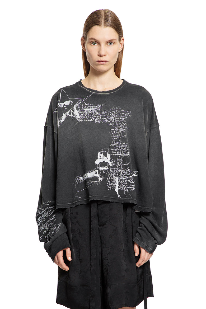 ANN DEMEULEMEESTER WOMAN BLACK T-SHIRTS & TANK TOPS