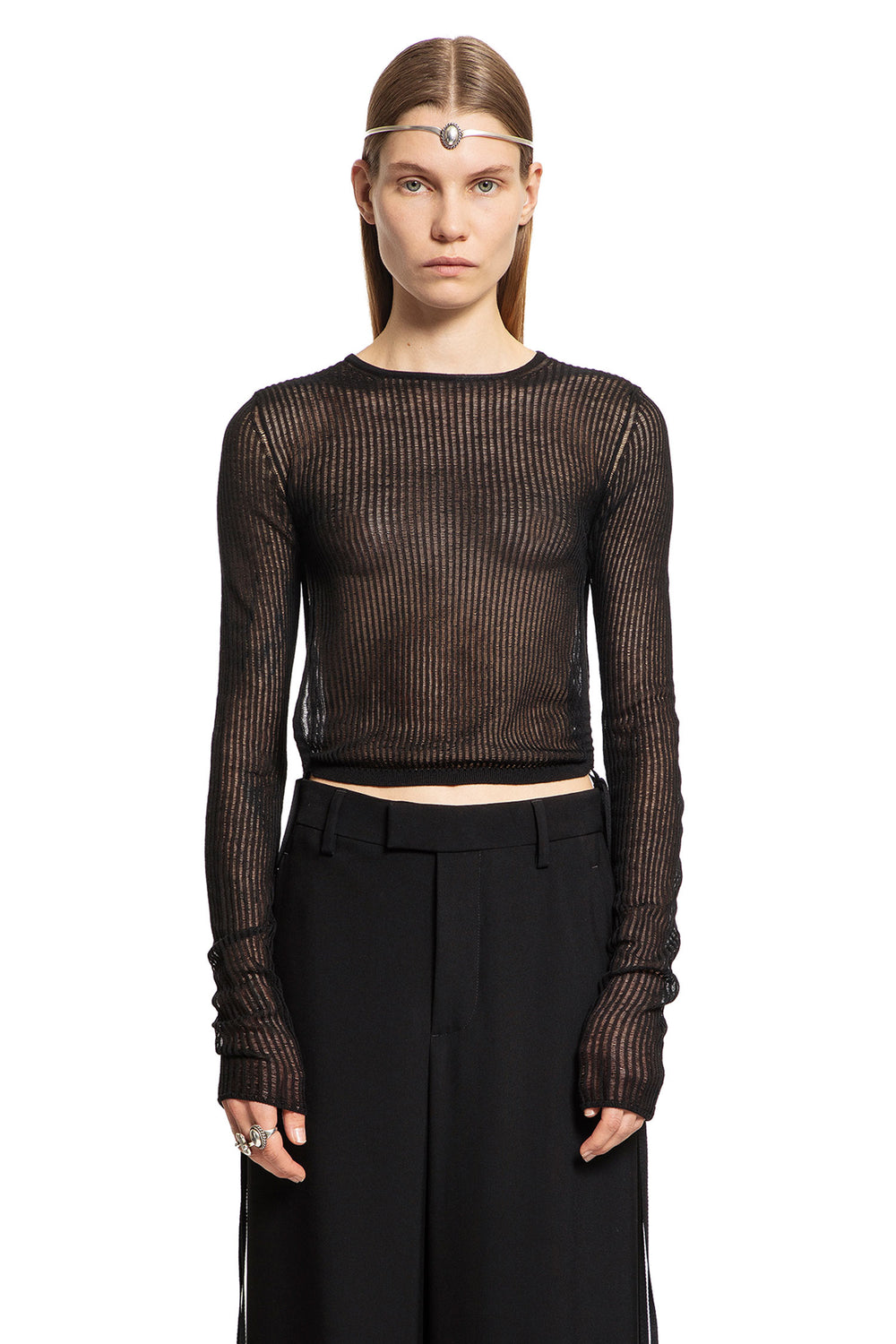 ANN DEMEULEMEESTER WOMAN BLACK KNITWEAR