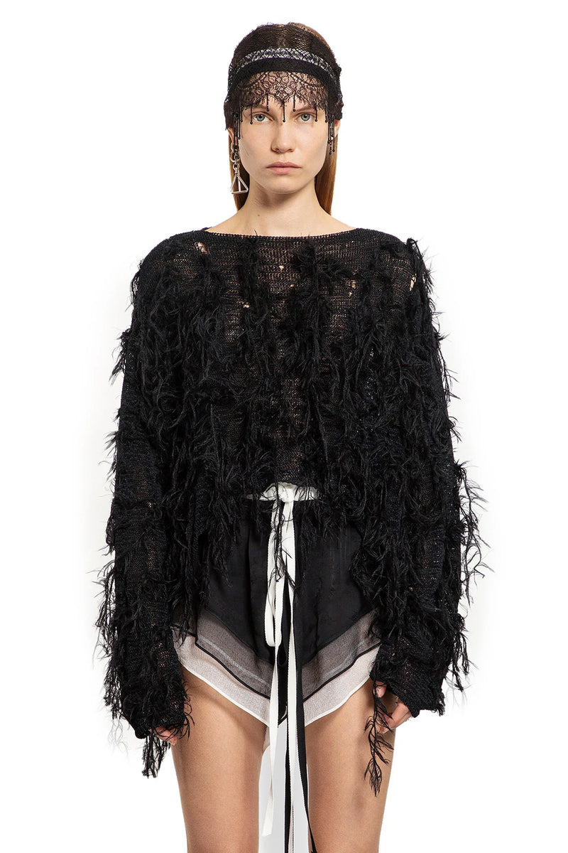 ANN DEMEULEMEESTER WOMAN BLACK KNITWEAR - Antonioli.eu