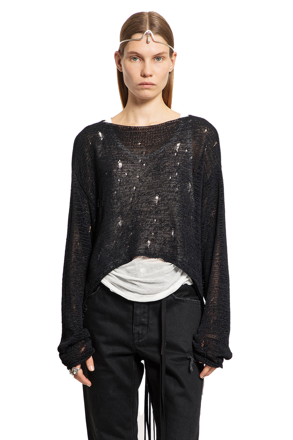 ANN DEMEULEMEESTER WOMAN BLACK KNITWEAR