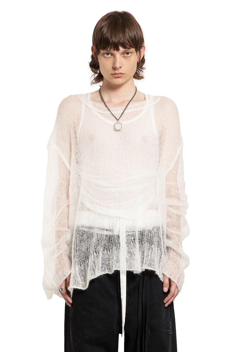 ANN DEMEULEMEESTER MAN OFF-WHITE KNITWEAR