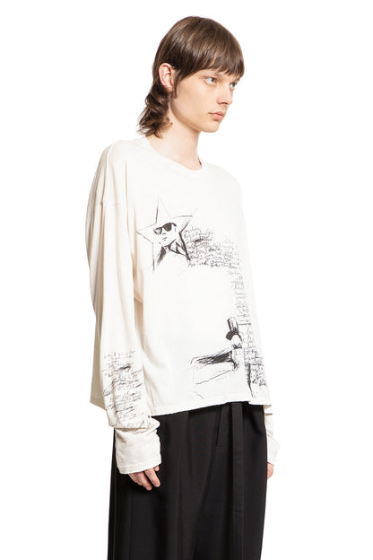 ANN DEMEULEMEESTER MAN OFF-WHITE T-SHIRTS & TANK TOPS