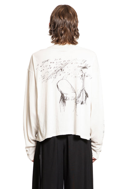 ANN DEMEULEMEESTER MAN OFF-WHITE T-SHIRTS & TANK TOPS