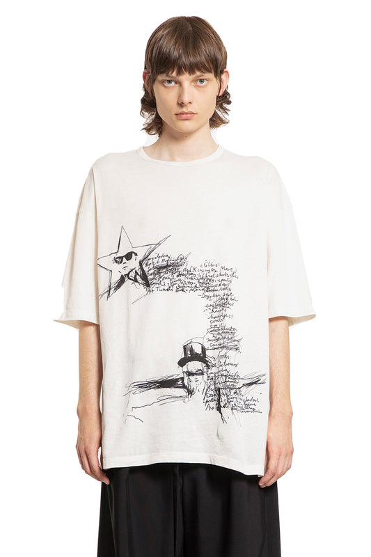 ANN DEMEULEMEESTER MAN OFF-WHITE T-SHIRTS & TANK TOPS