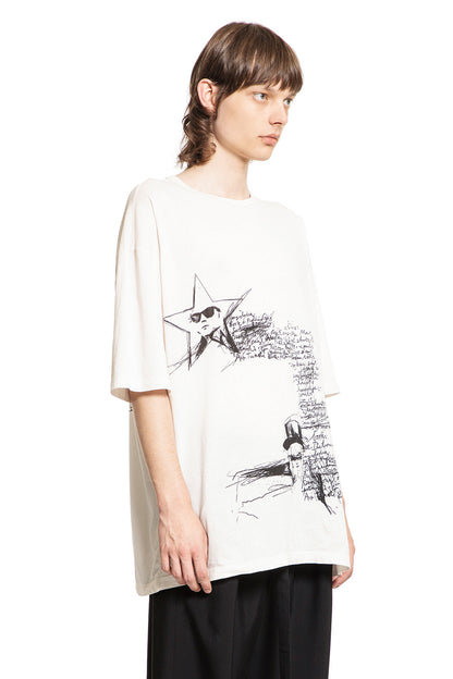 ANN DEMEULEMEESTER MAN OFF-WHITE T-SHIRTS & TANK TOPS