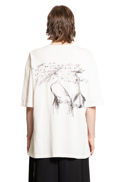 ANN DEMEULEMEESTER MAN OFF-WHITE T-SHIRTS & TANK TOPS