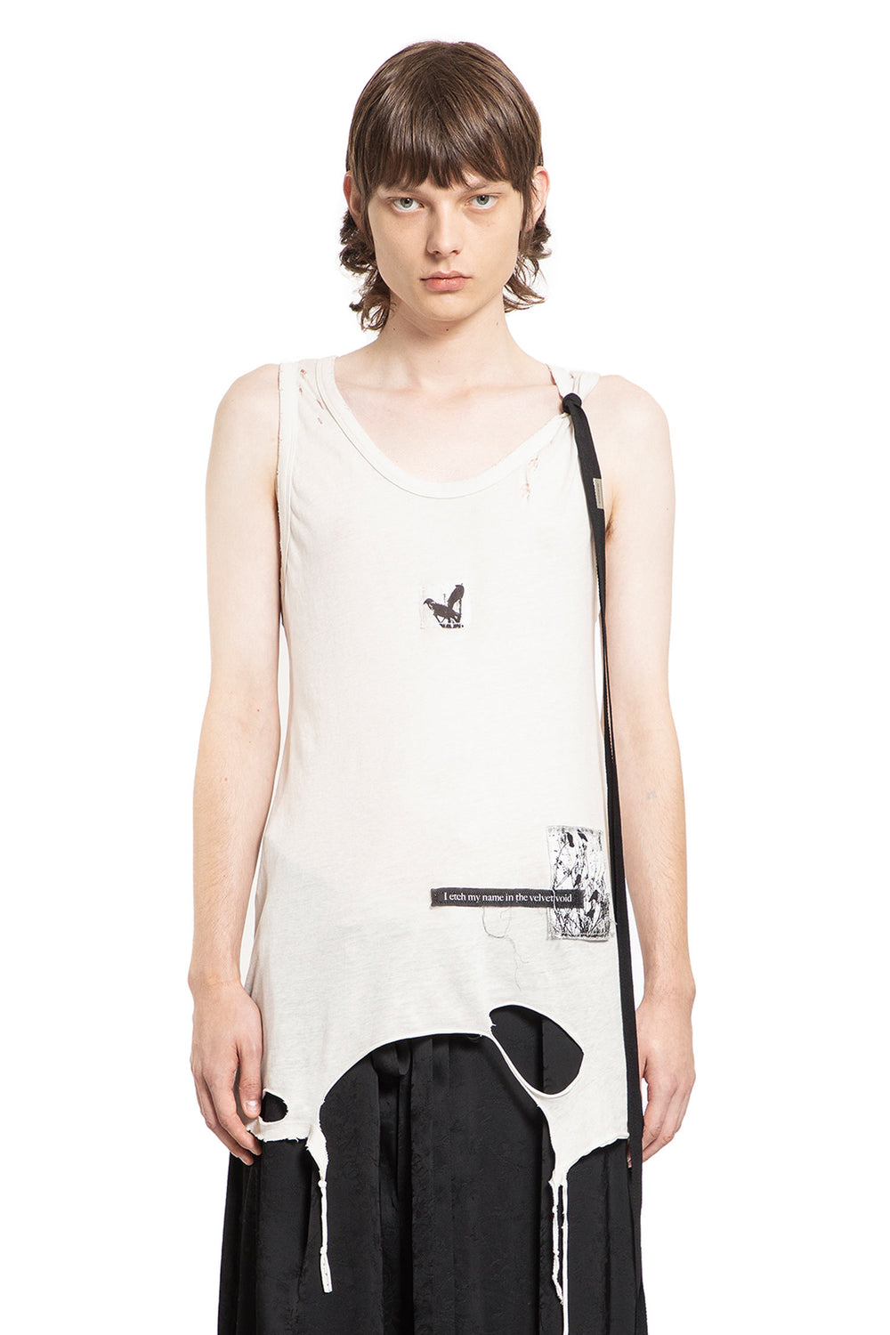 ANN DEMEULEMEESTER MAN OFF-WHITE T-SHIRTS & TANK TOPS