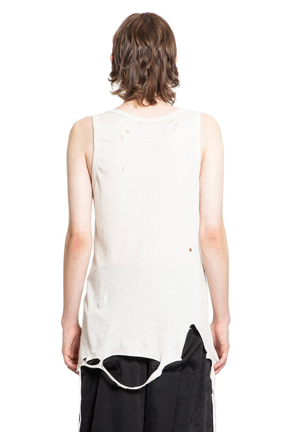 ANN DEMEULEMEESTER MAN OFF-WHITE T-SHIRTS & TANK TOPS