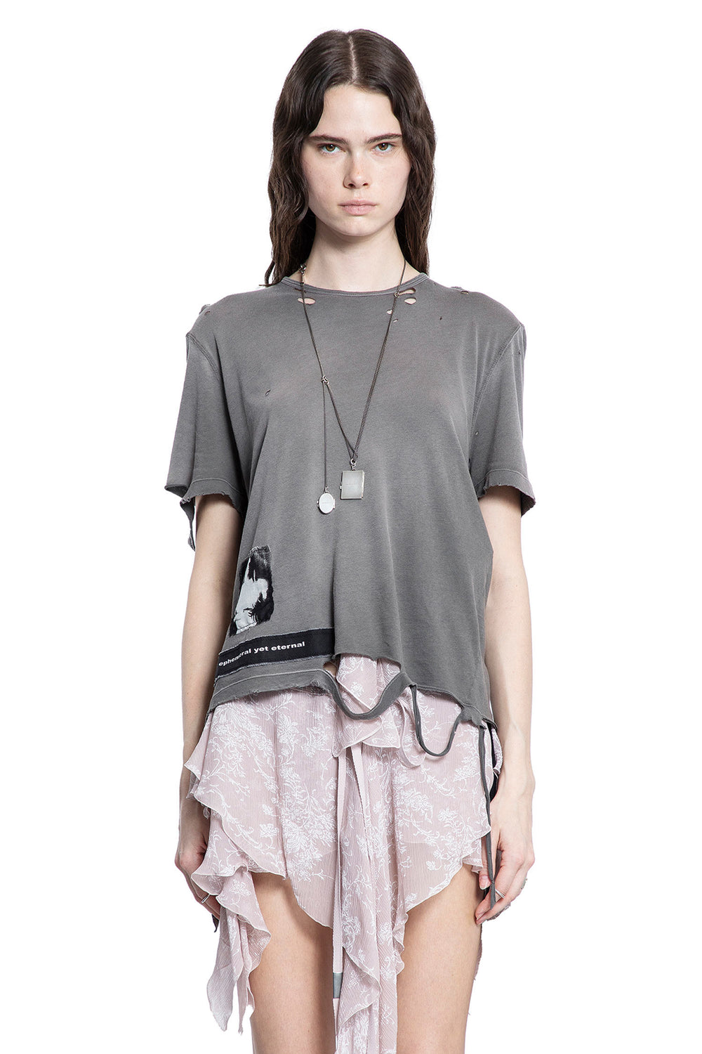 ANN DEMEULEMEESTER WOMAN GREY T-SHIRTS & TANK TOPS