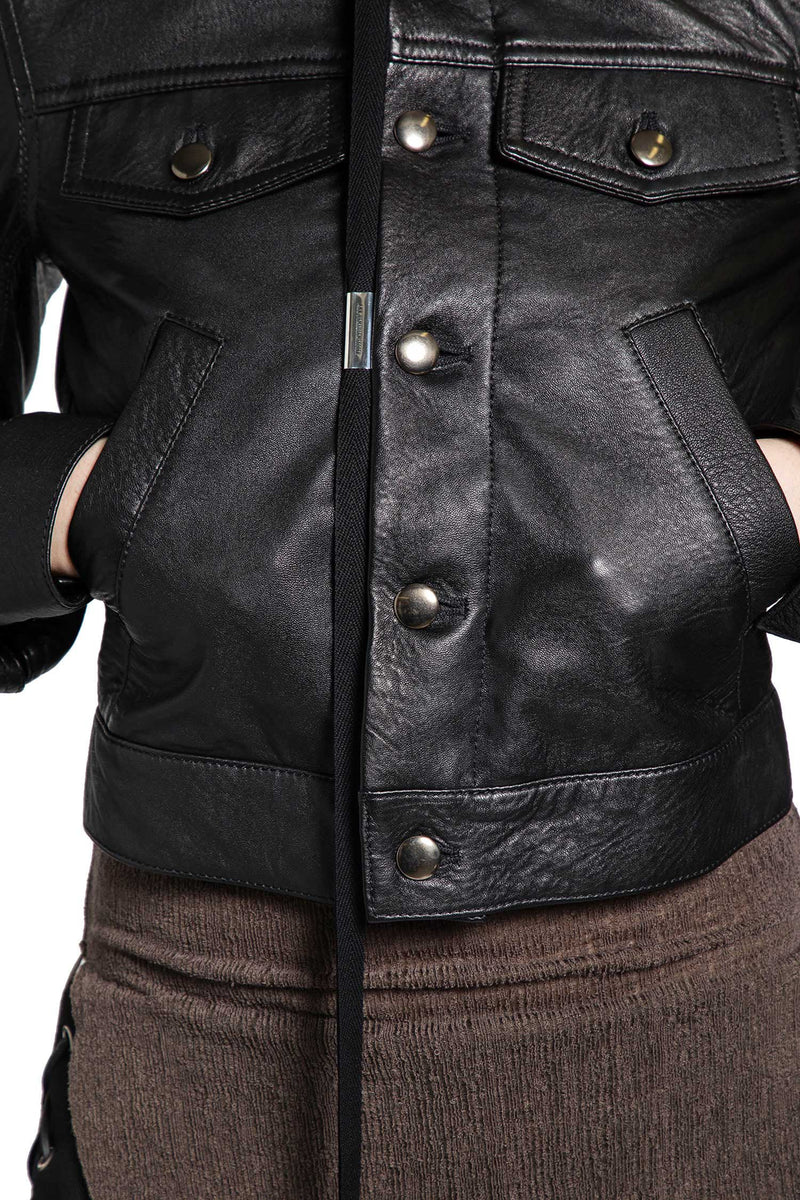 Ilmi Satin Structured Leather Jacket