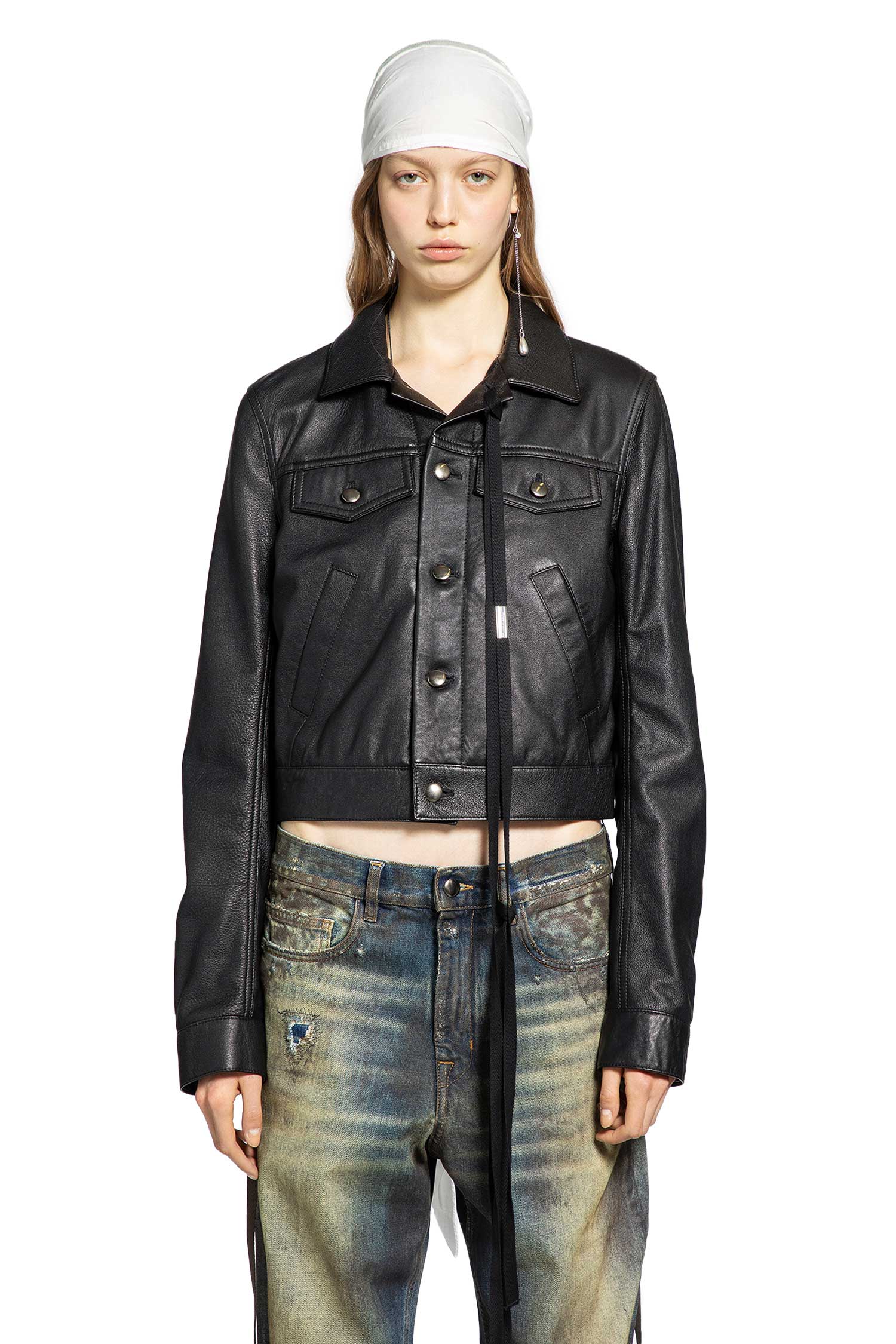 Ilmi Satin Structured Leather Jacket