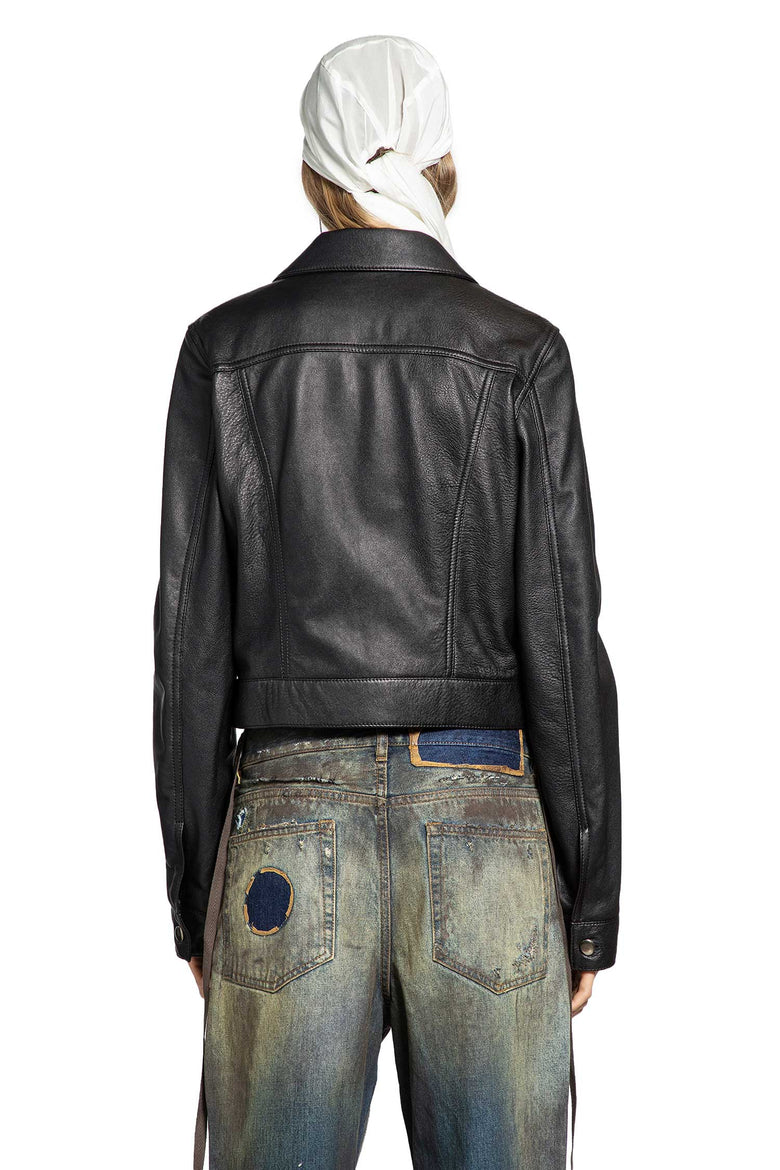ANN DEMEULEMEESTER Ilmi Satin Structured Leather Jacket woman
