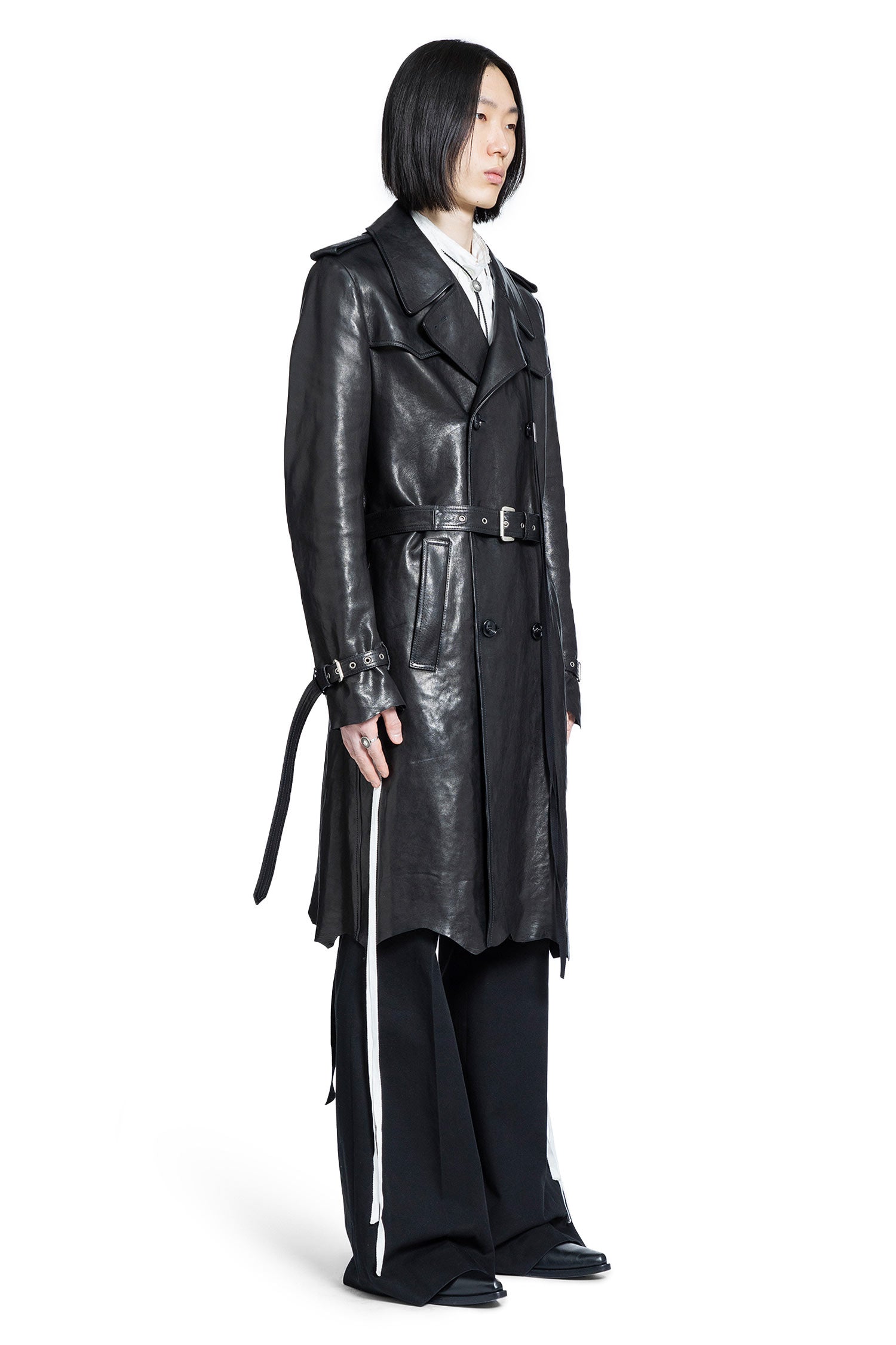 Flupke Double-Breasted Leather Coat