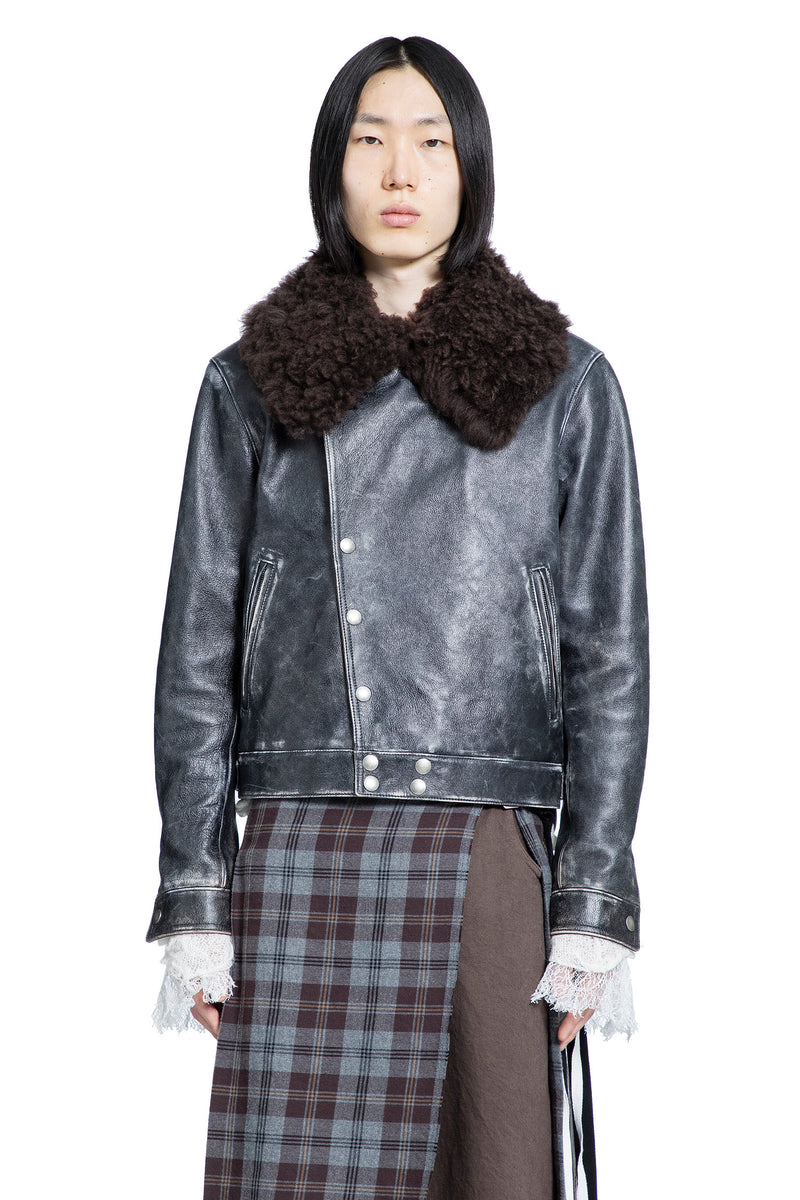 Binus Distressed Shearling Leather Jacket