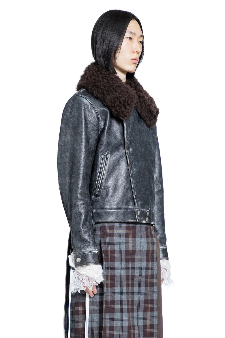Binus Distressed Shearling Leather Jacket