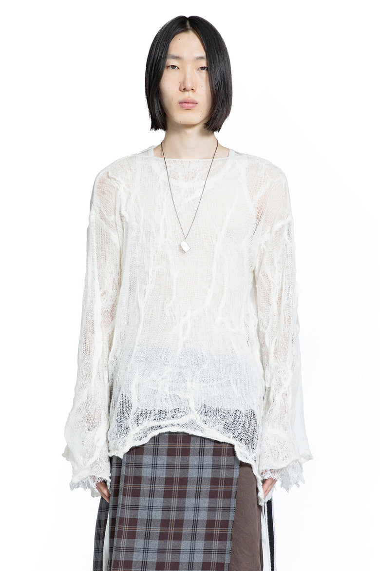 ANN DEMEULEMEESTER MAN OFF-WHITE KNITWEAR