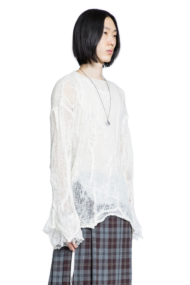 ANN DEMEULEMEESTER MAN OFF-WHITE KNITWEAR