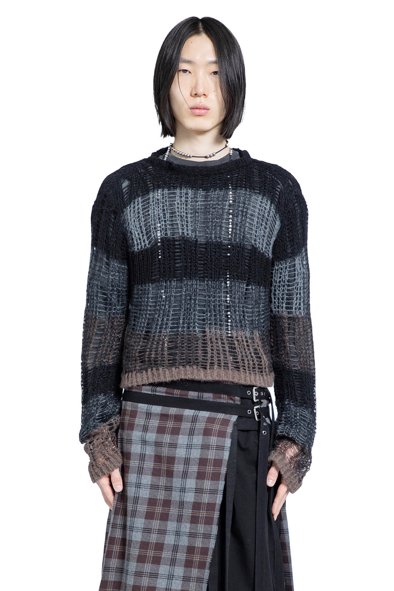 Poliet Striped Laddered Ajour Knit Sweataer