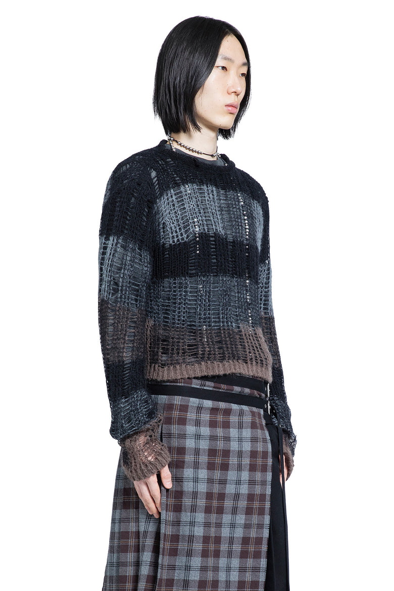 Poliet Striped Laddered Ajour Knit Sweataer