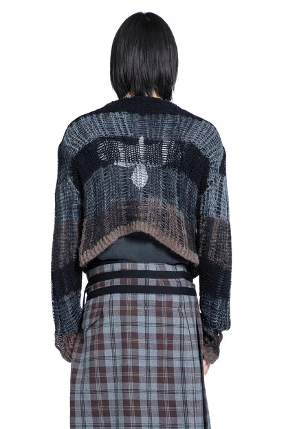 Poliet Striped Laddered Ajour Knit Sweataer