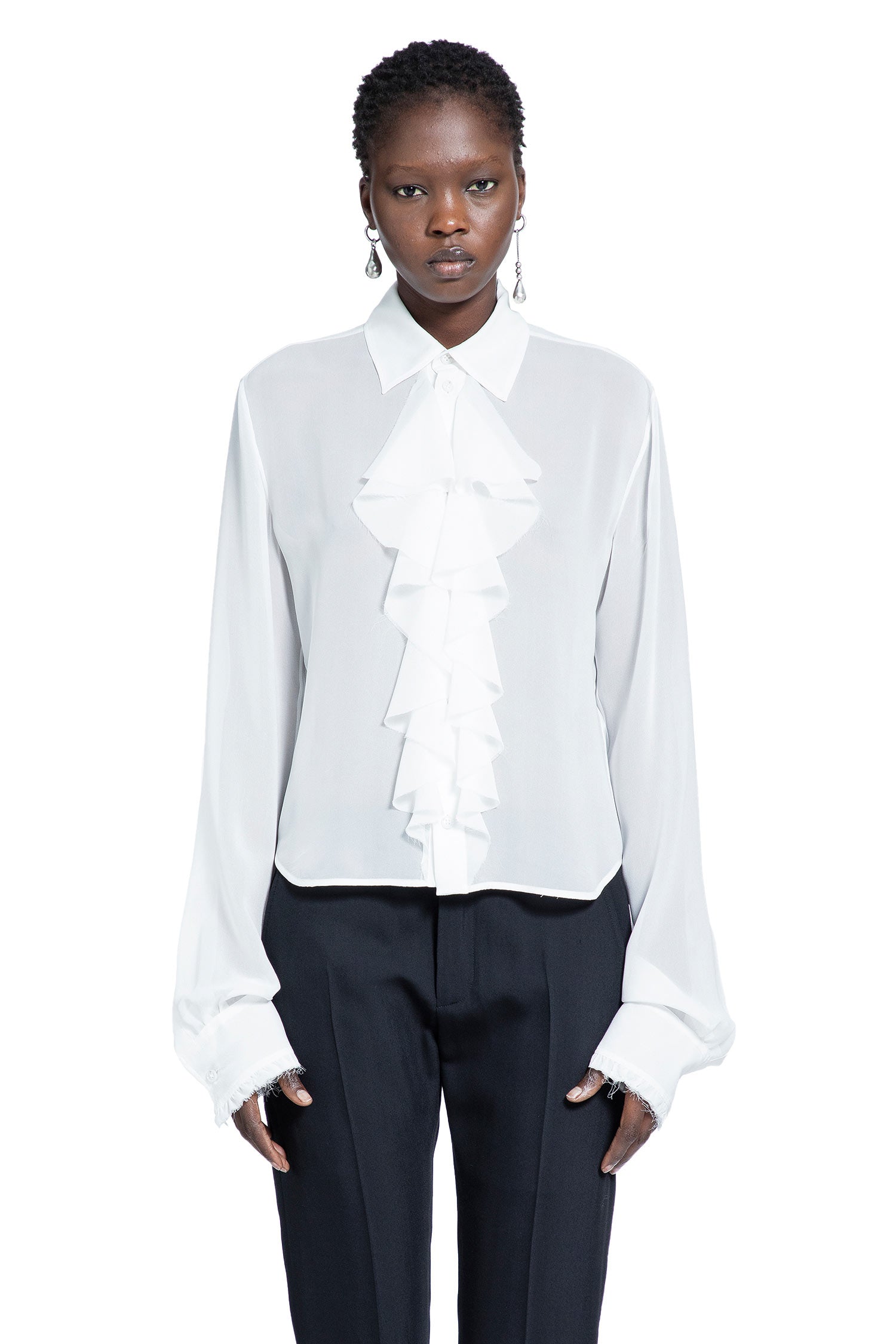 Nare Slim Fit Ruffle Shirt