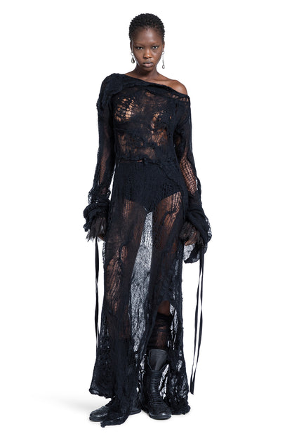 Clementia Dress in Ripped Sheer Knit