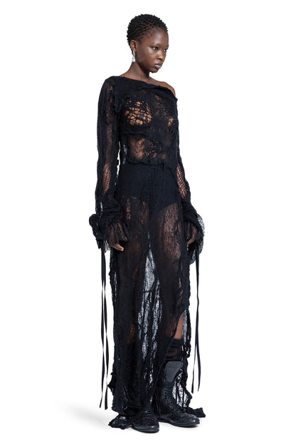 Clementia Dress in Ripped Sheer Knit