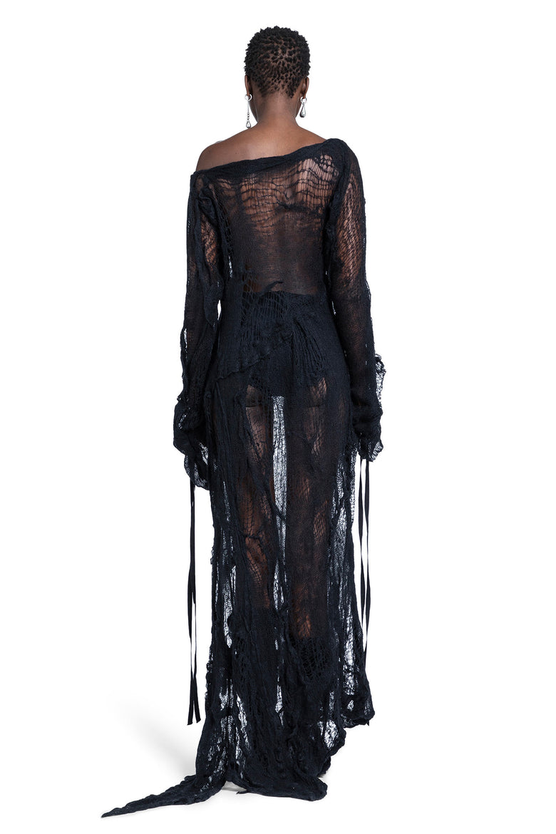 Clementia Dress in Ripped Sheer Knit